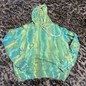 Big Bud Press Green and Yellow Tie-Dye Unisex Hoodie size P 100% cotton